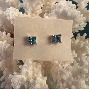 Sterling Silver with Blue CZ Earrings